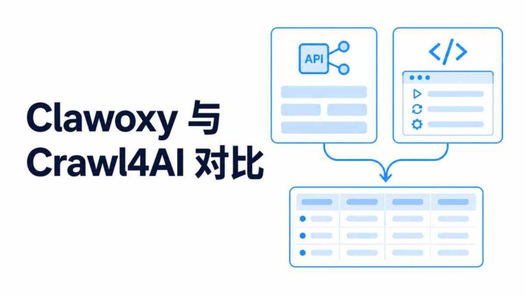 Clawoxy 托管采集 API 与 Crawl4AI 开源爬虫框架的对比示意图